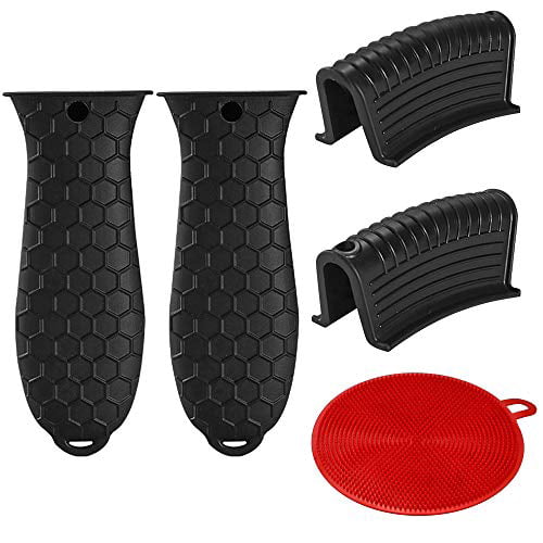 Details about  / 4Pcs Silicone Pot Holder Cast Iron Hot Skillet Handle Cover Pan Sleeve Kitchen
